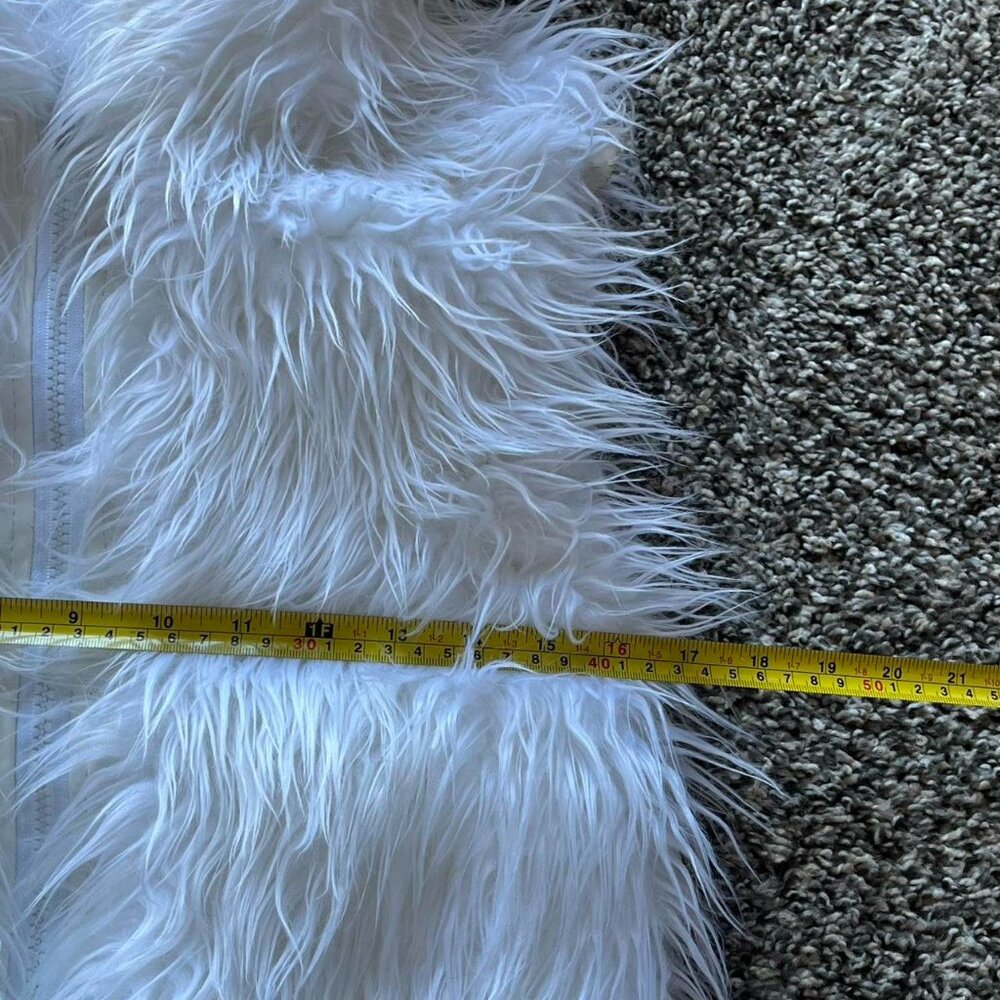 White Faux Fur Vest With Hood/Animal Ears Women S Rave Party Cosplay Gamer Furry - Picture 5 of 7